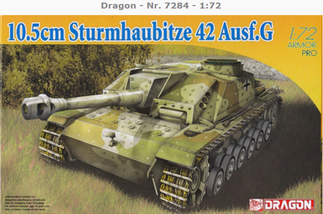 计算机生成了可选文字: Dragon - Nr. 7284 - 1:72 10.5cm Sturmhaubitze 42 Ausf.G 172 DRAGON 